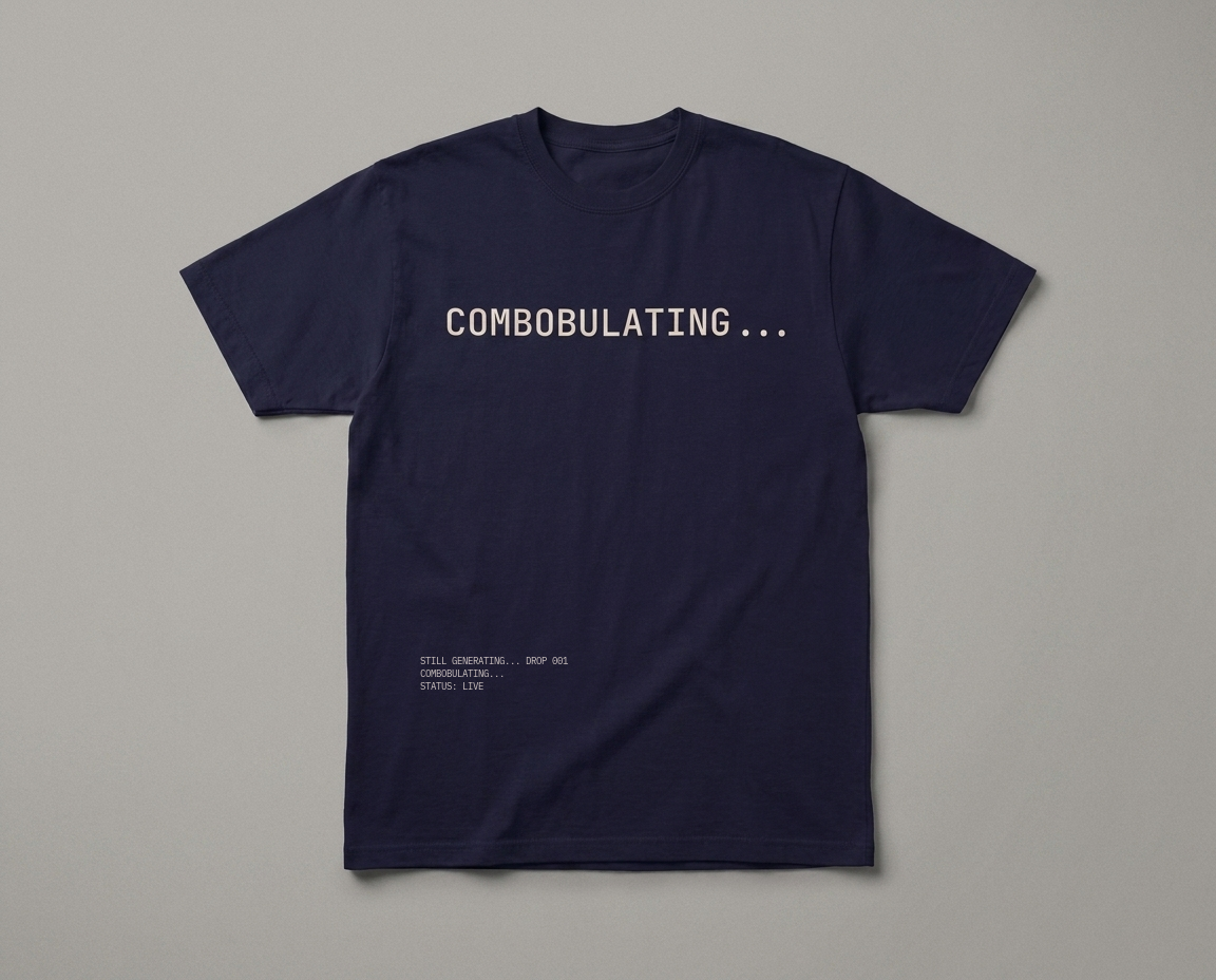 Drop 001 COMBOBULATING flat lay